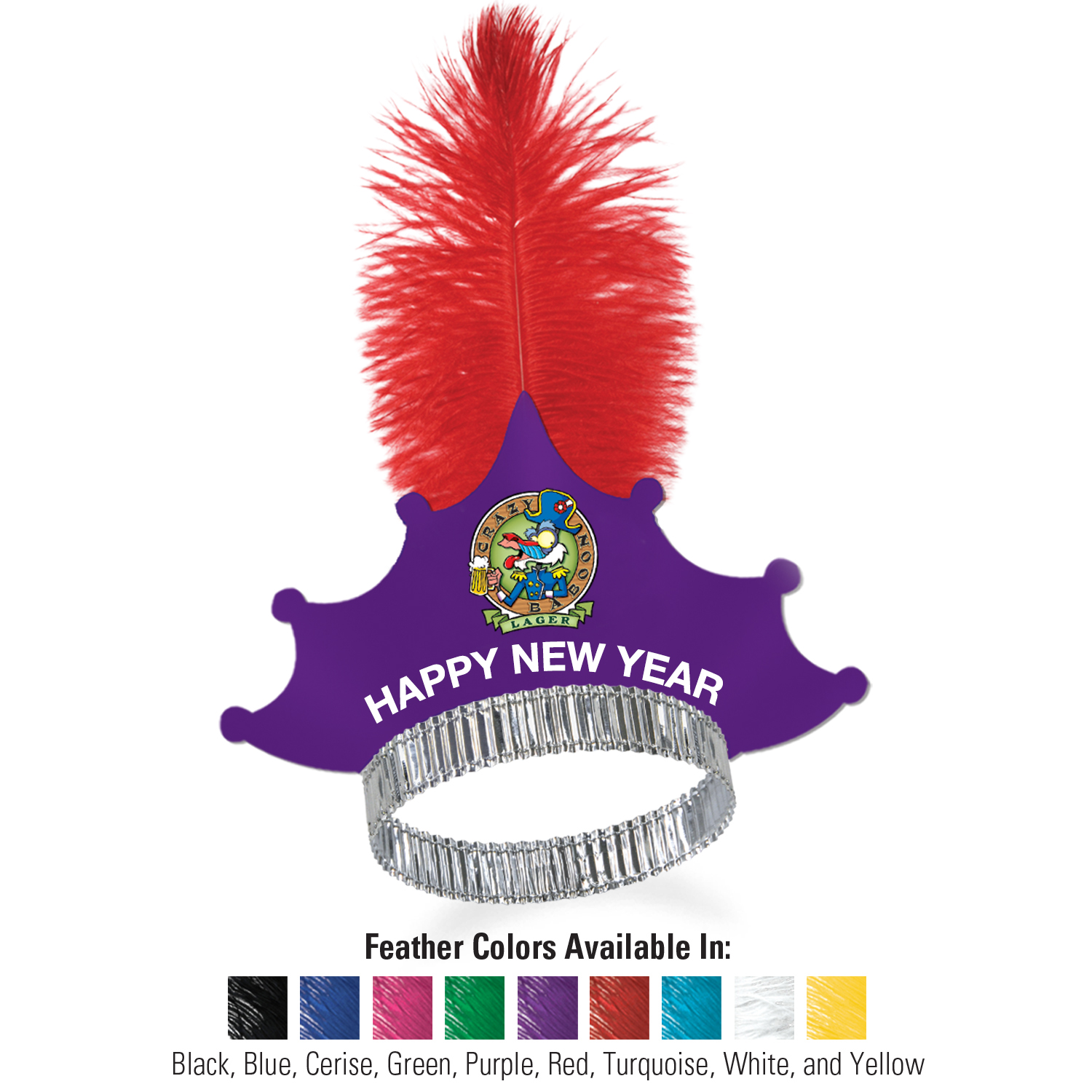 Custom Imprinted Paper Tiaras w/ Ostrich Plume