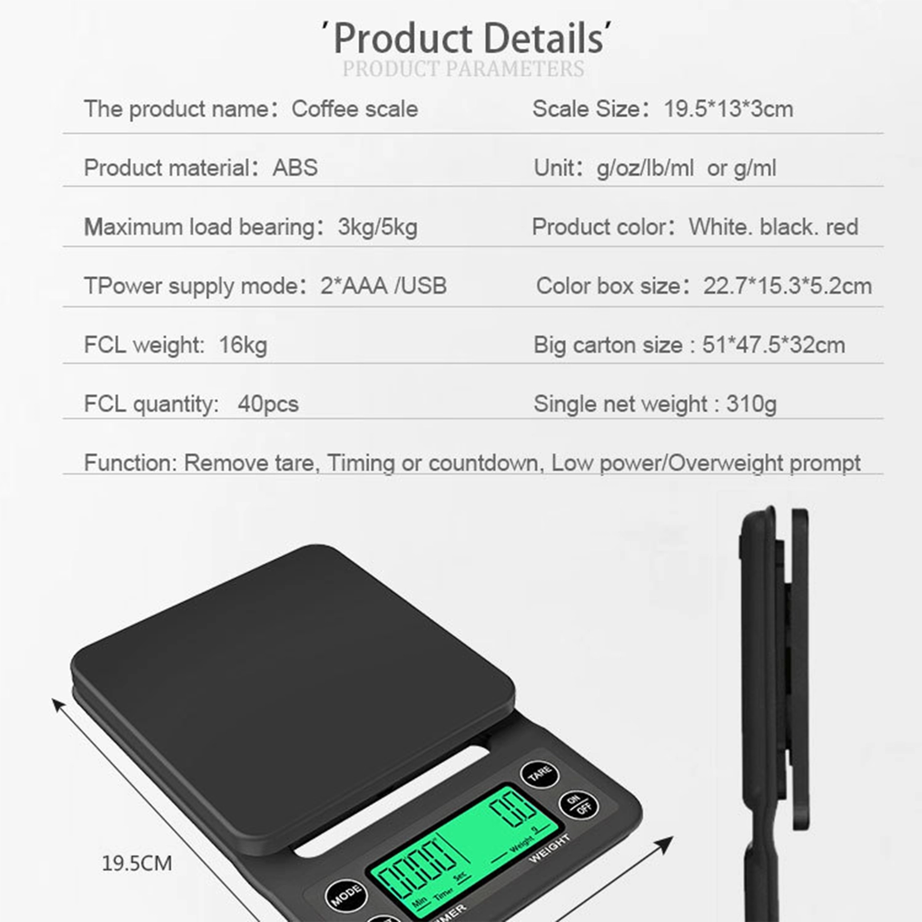 Digital Coffee Scale w/ Timer 4