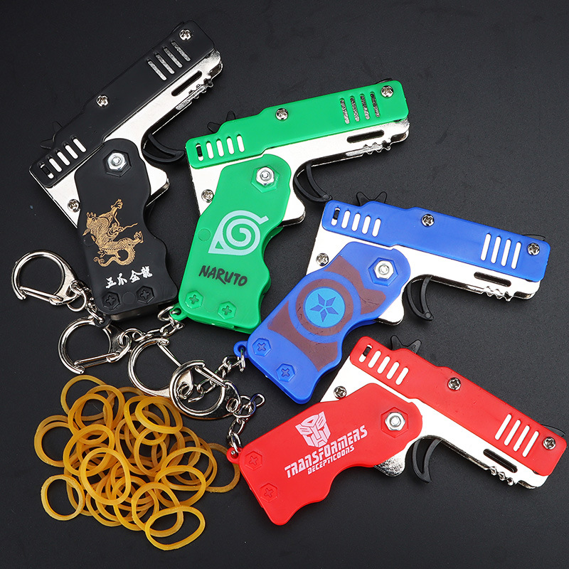Rubber Band Gun /Mini Metal Folding with Keychain 1