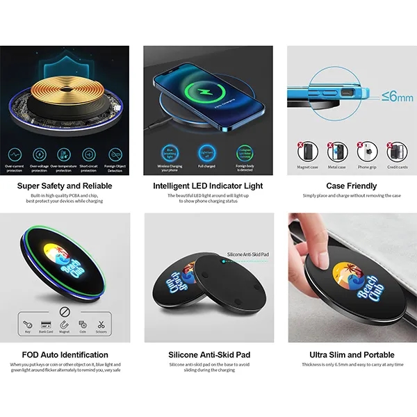 UV Full Color Light-up Logo Wireless Charger 15W 2