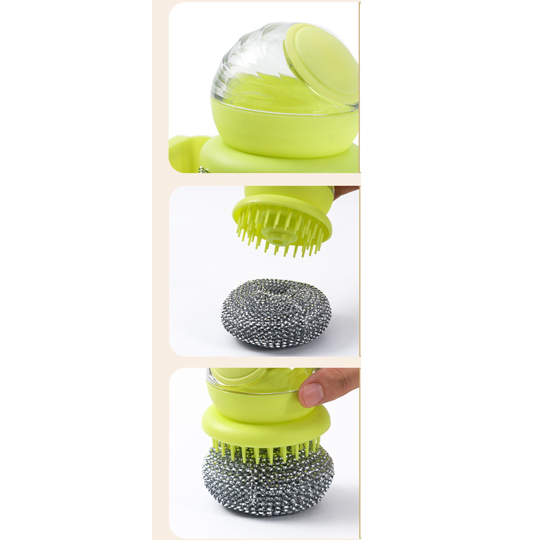 Multifunctional Press-to-Dispense Dish Brush 6
