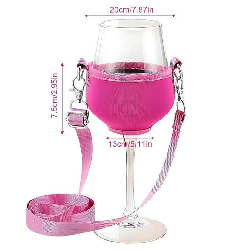 Wine Glass Holder With Lanyard, Neoprene Wine Glass Sleeve 1