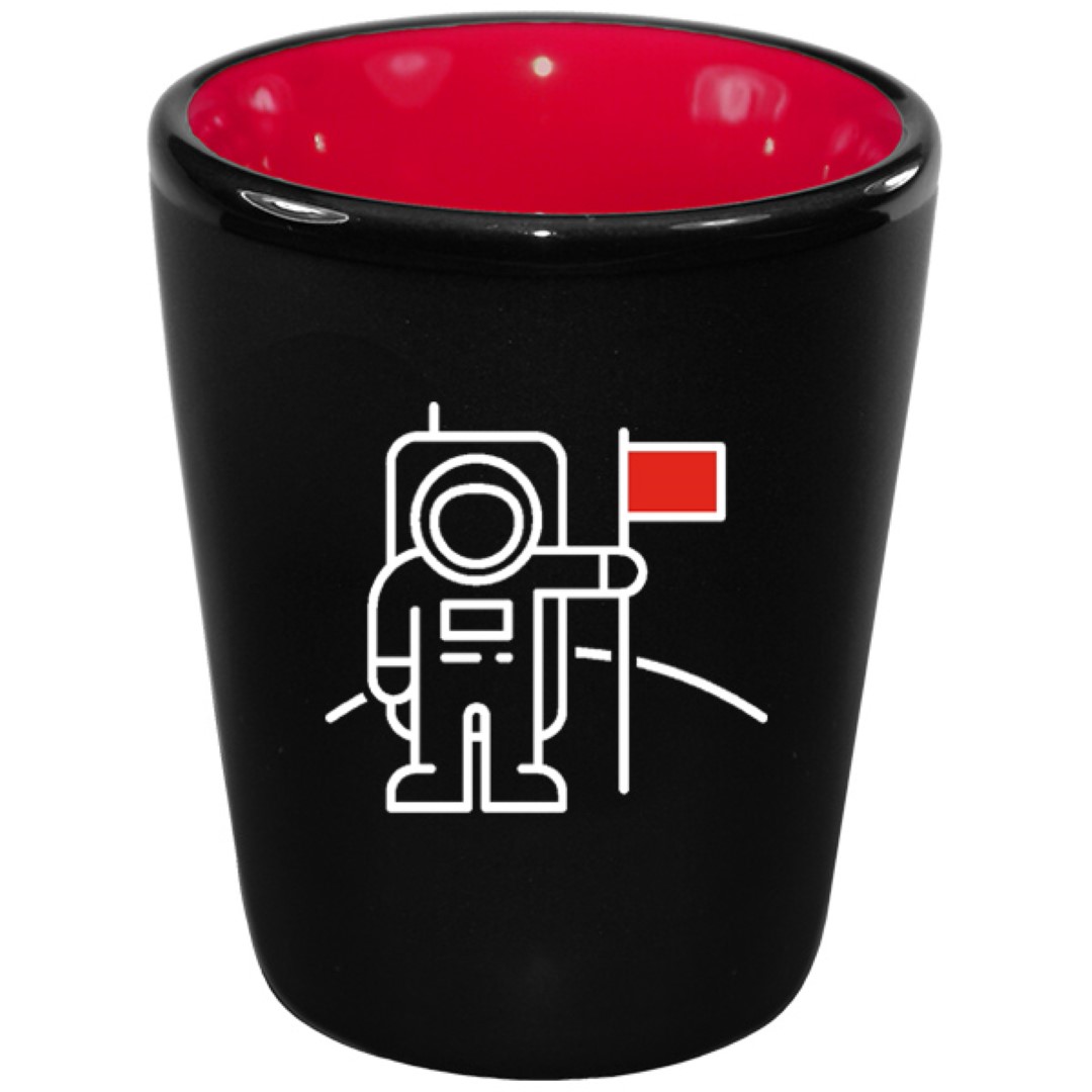 1.5 oz Hilo Red IN Ceramic Shot - Black Matte OUT