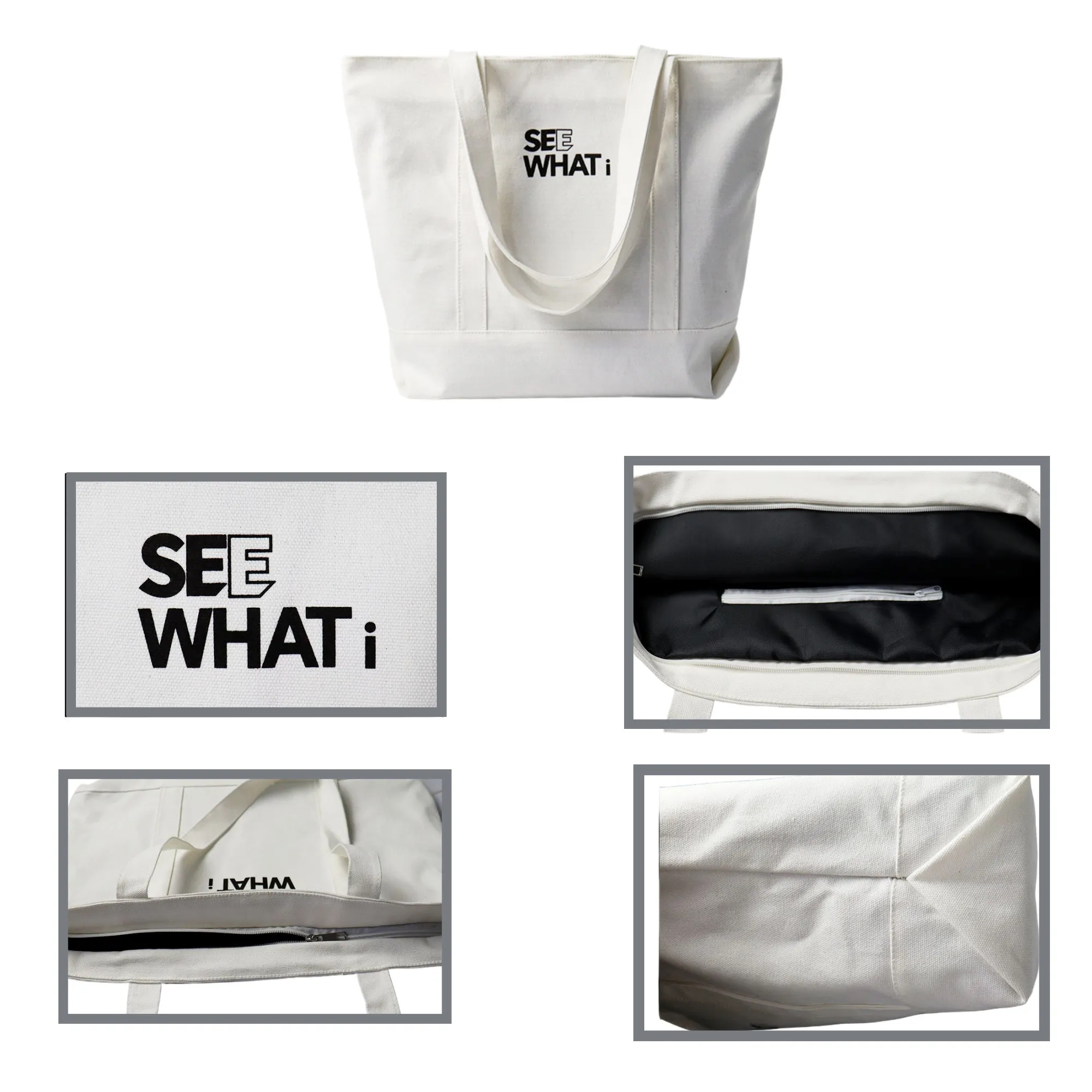 Large Capacity Travel Canvas Tote With Zipper And Inner Lini 2
