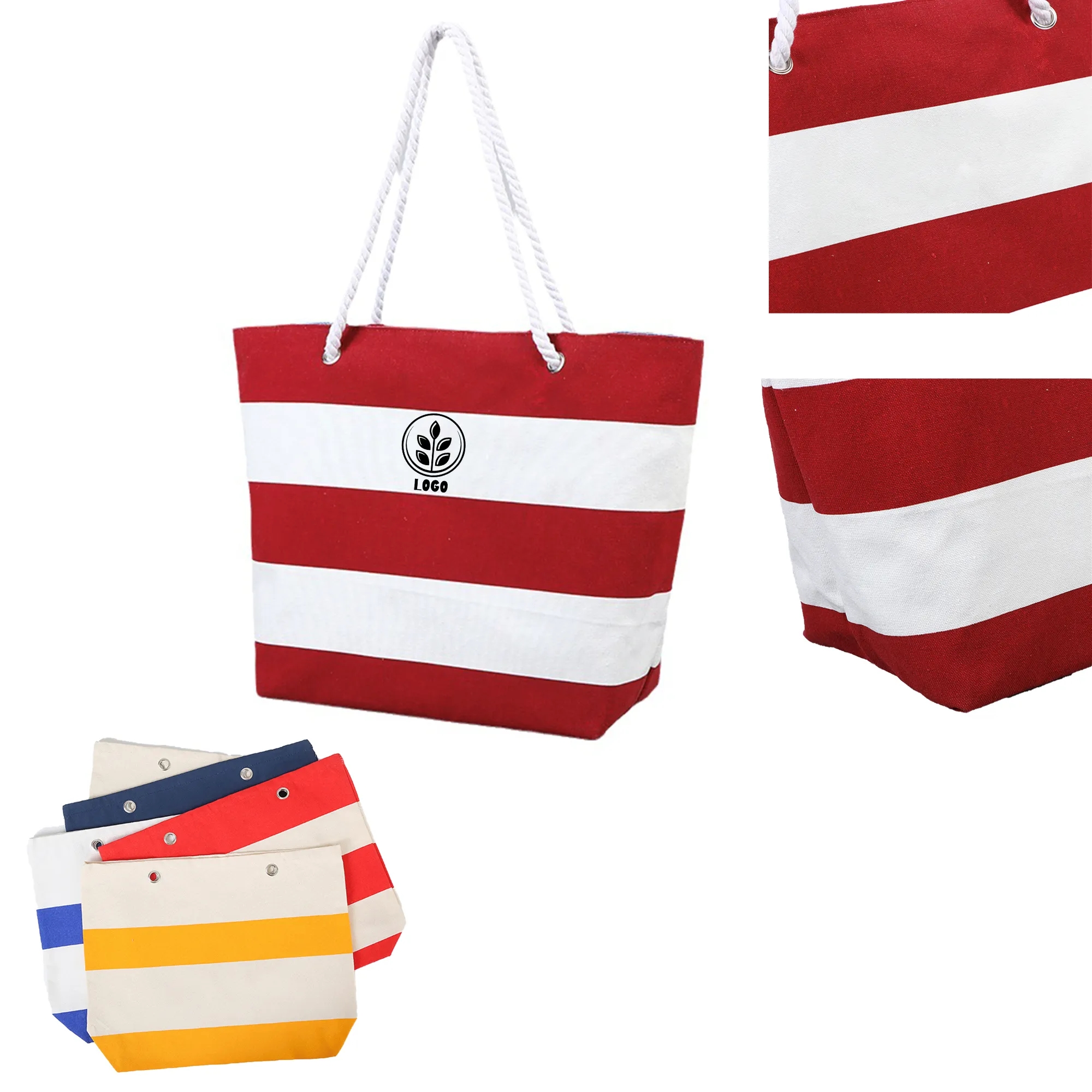 Prime Line Cotton Beach Tote Bag With Rope Handle