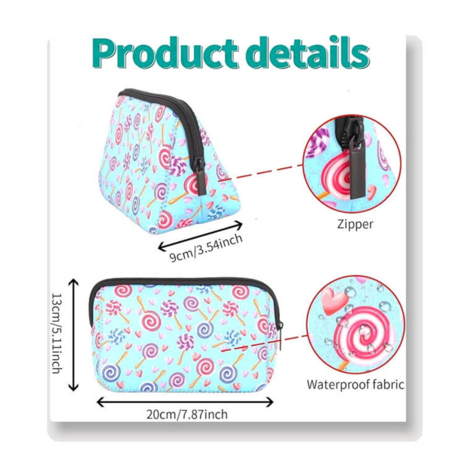 Waterproof Nylon Cosmetic Bag w/ Zipper 7