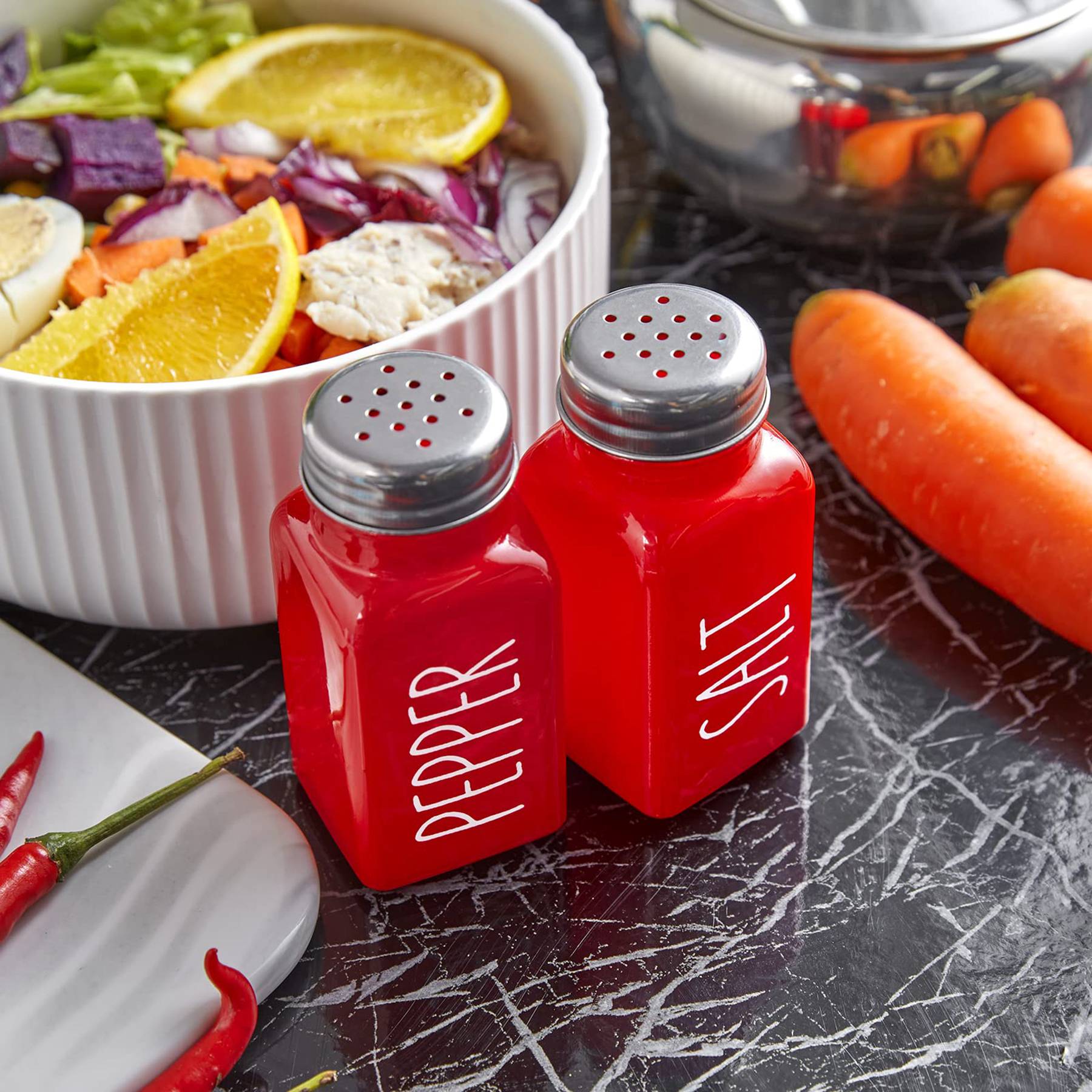 Glass Salt And Pepper Shakers Set 6