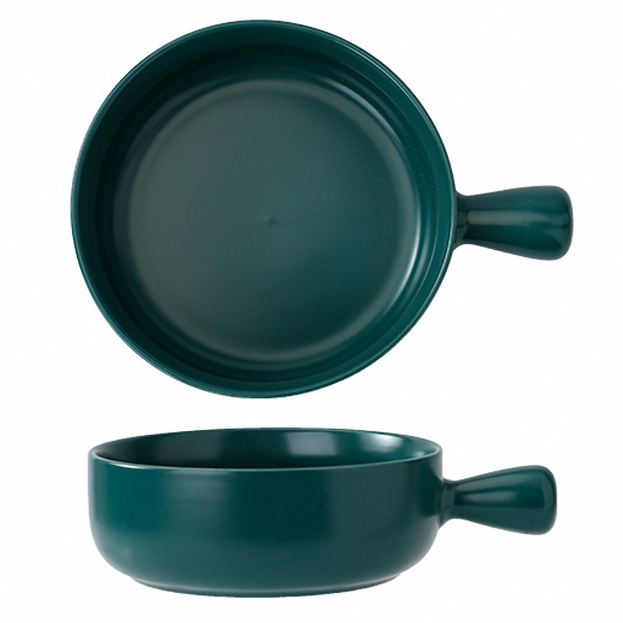 20 oz Round Ceramic Salad Bowl with Handle 11