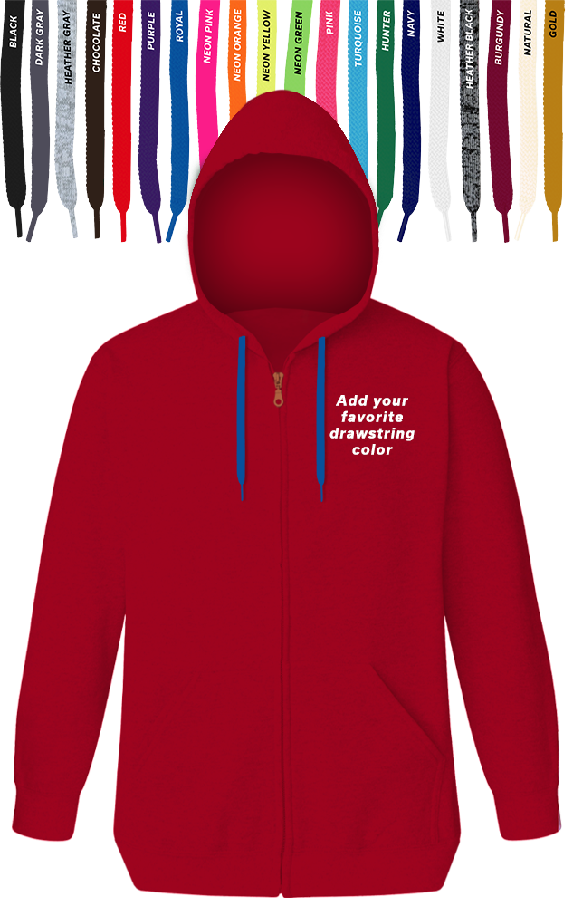 Custom Drawstring Zip Front Hoodie, custom hoodie or sweatshirt with logo imprint 4