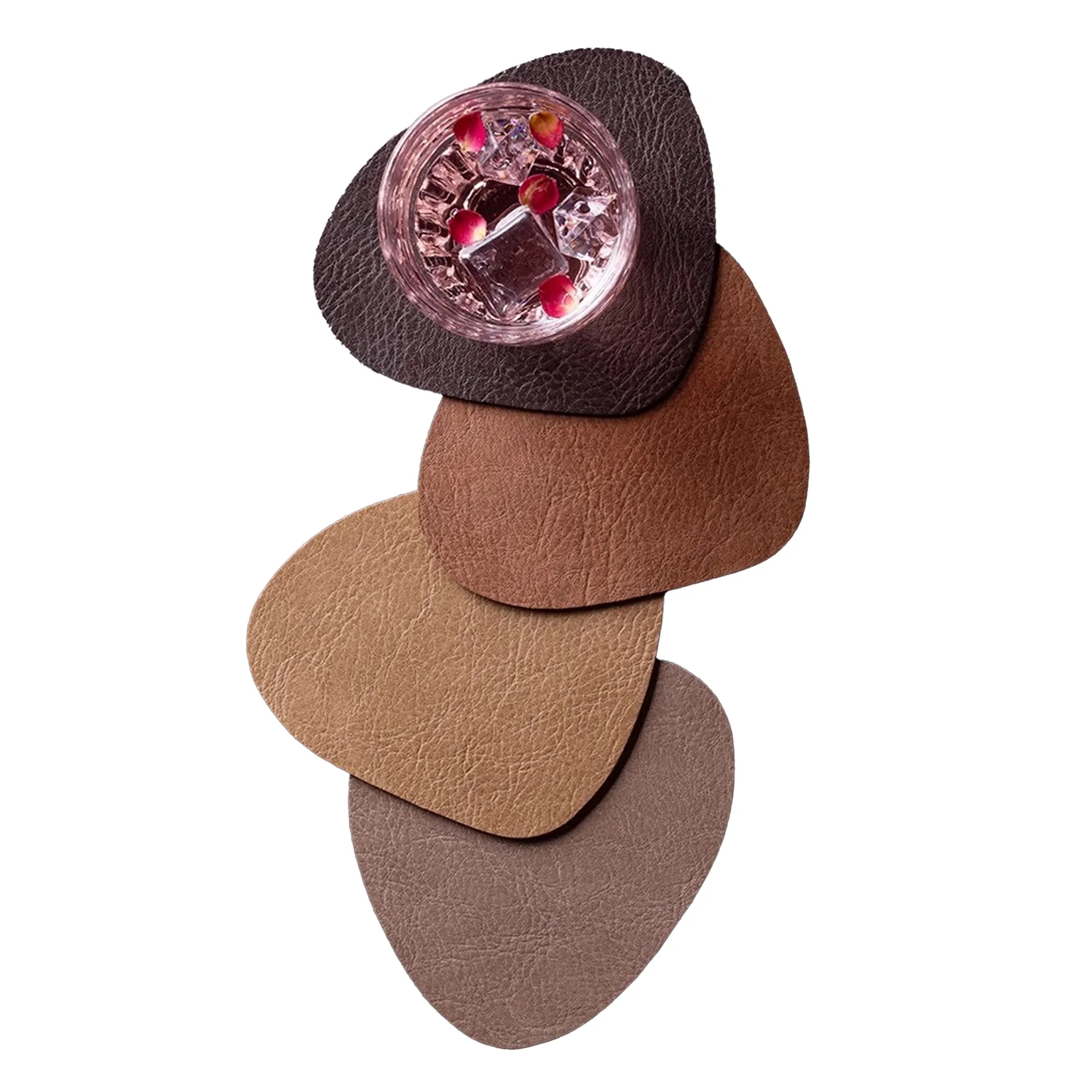 Teardrop PU Leather Insulated Coaster MOQ50pcs 8