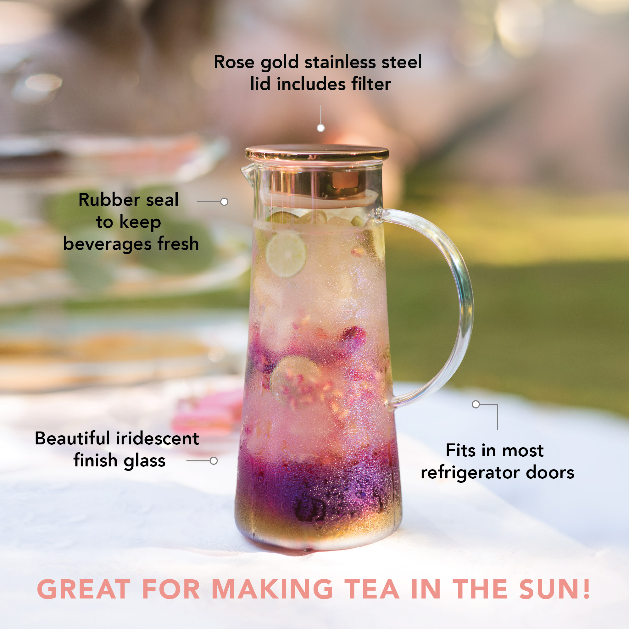 Pinky Up® Charlie Glass Iced Tea Carafe 14