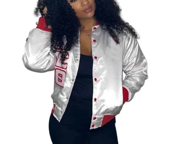 Custom Women's Satin Bomber Jacket 4