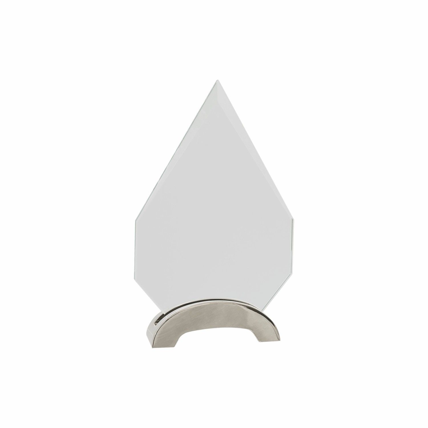 7 1/2" Clear Diamond Platinum Glass Award w/ Arch Metal Base 3
