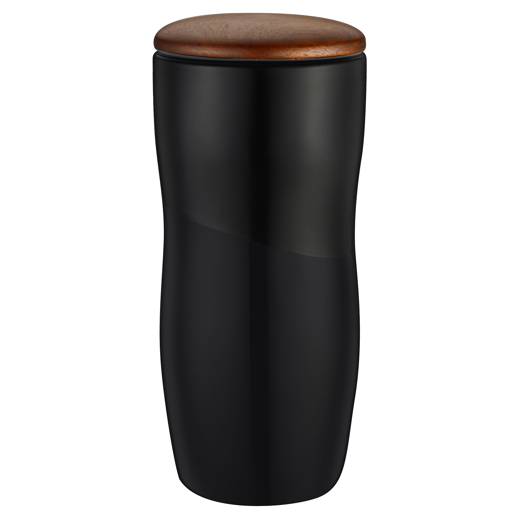 Imari Double Walled 12oz Ceramic Tumbler with Two-Tone Design and Wood Lid 13