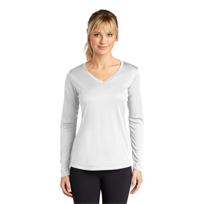 Sport-Tek Women's Long Sleeve PosiCharge Competitor V-Neck Tee. 42