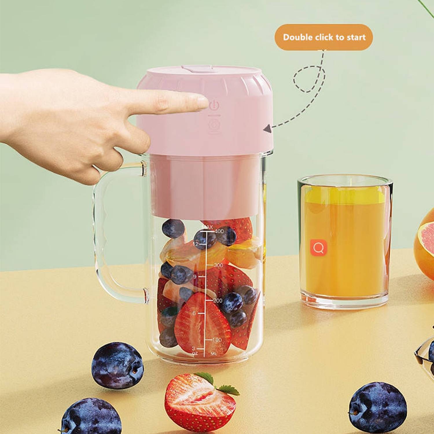 13oz Type-C Rechargeable Juicer Blender Cup w/ Handle 5