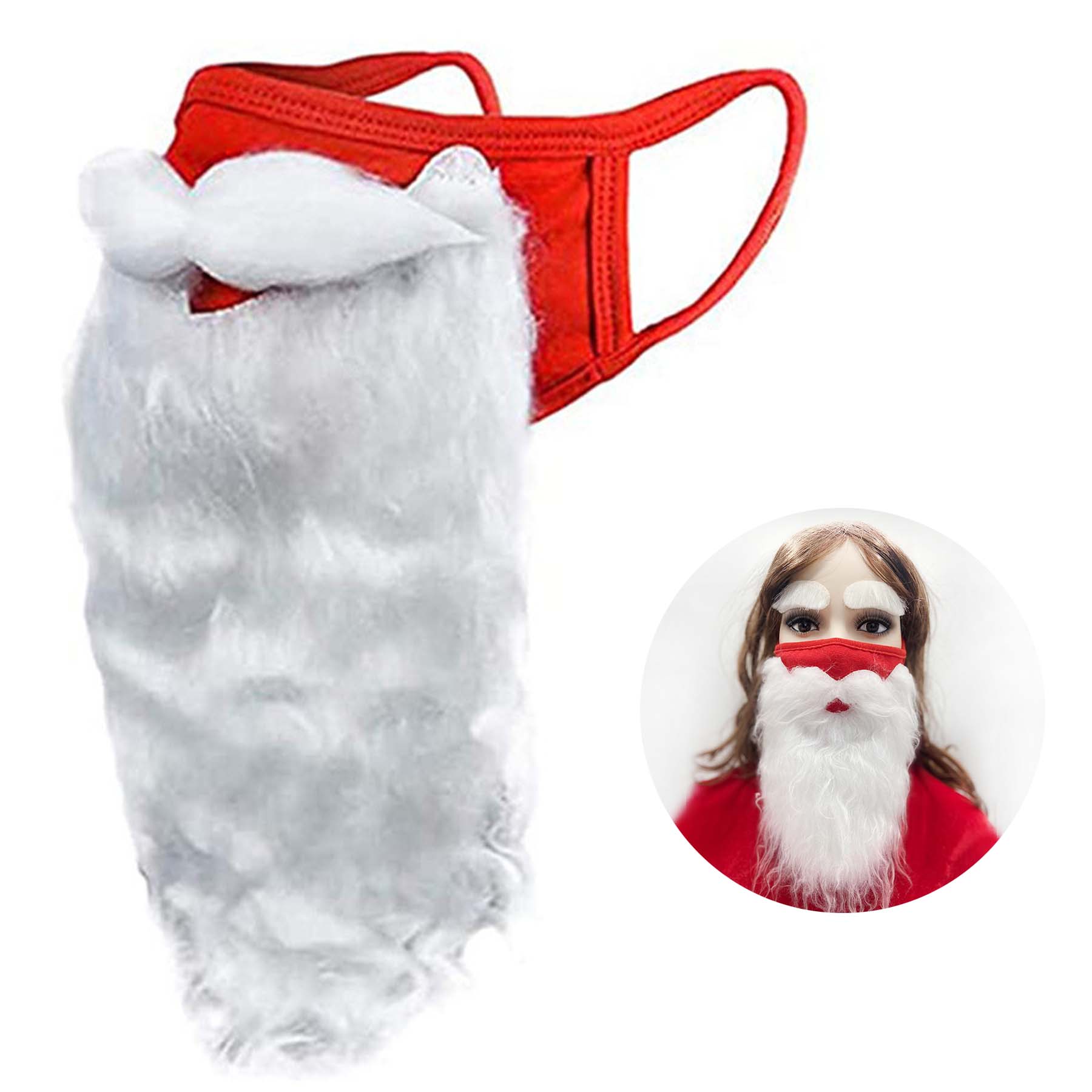 Face Mask Funny Bearded Holiday Santa Costume