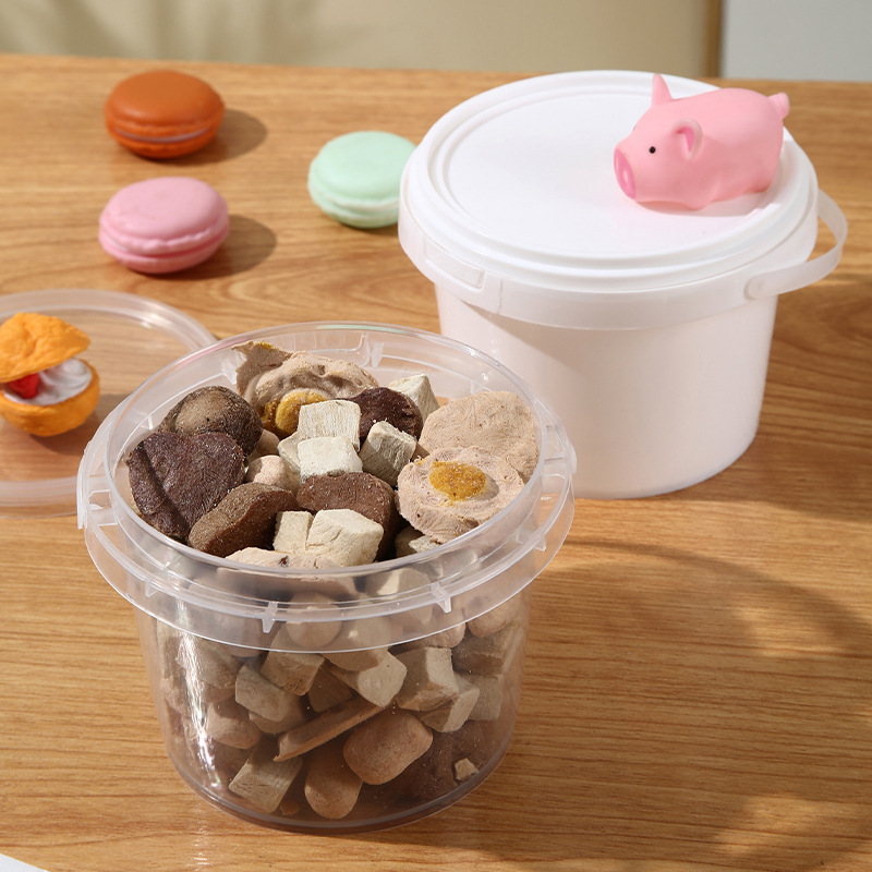 Custom0.5L / 17oz Reusable Food-Grade Clear & White Plastic Containers Pail Buckets With Lids 3