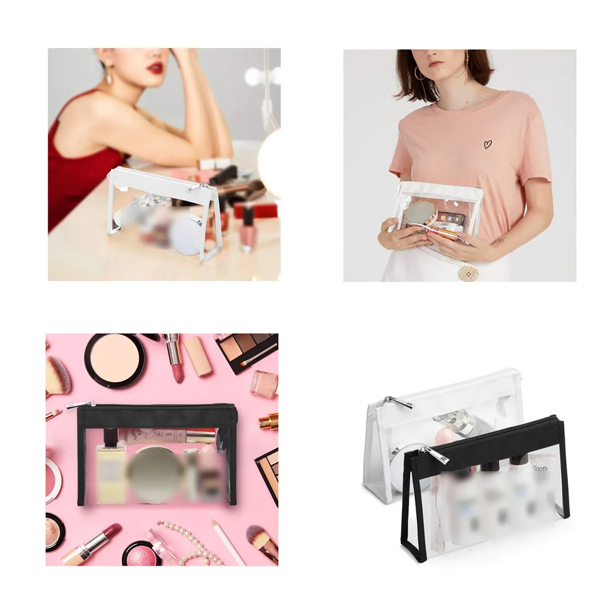 2 Pack Waterproof Durable Clear Makeup Bag 4
