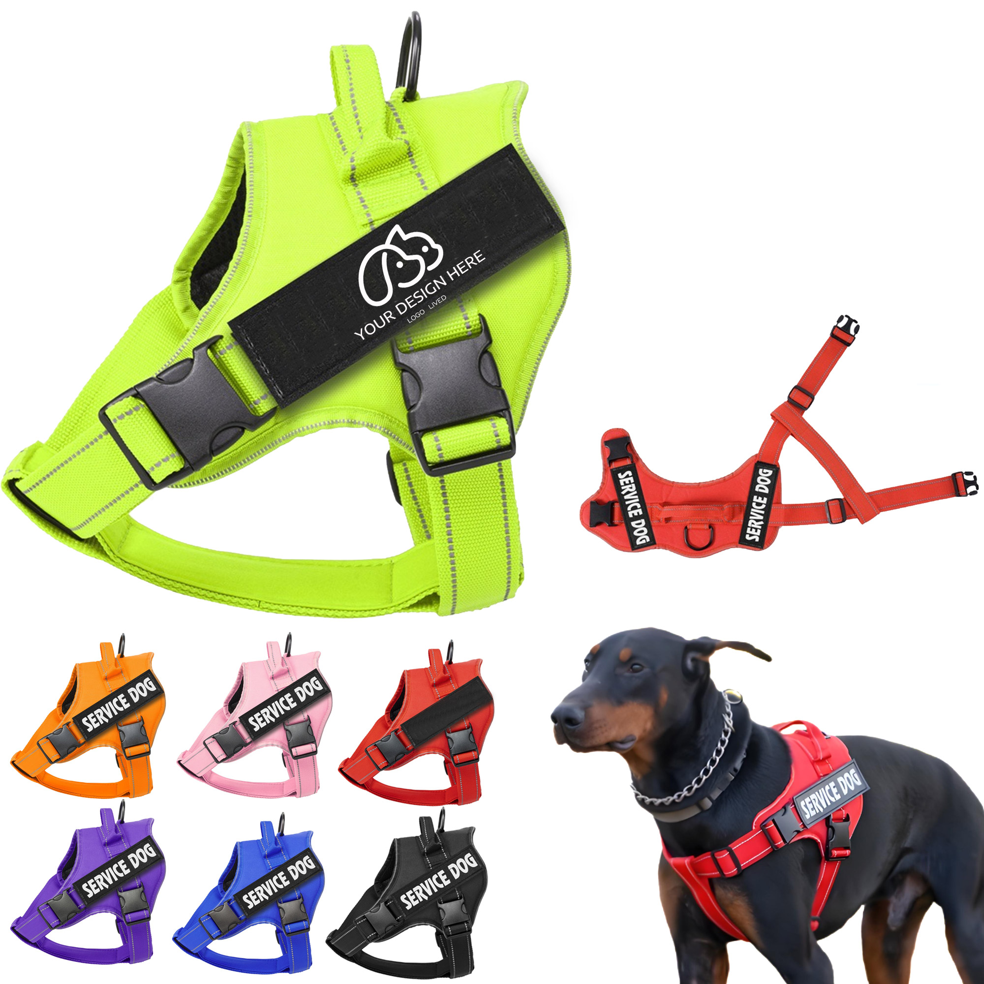 Pet Harness Reflective Adjustable Service Dog Vest 4