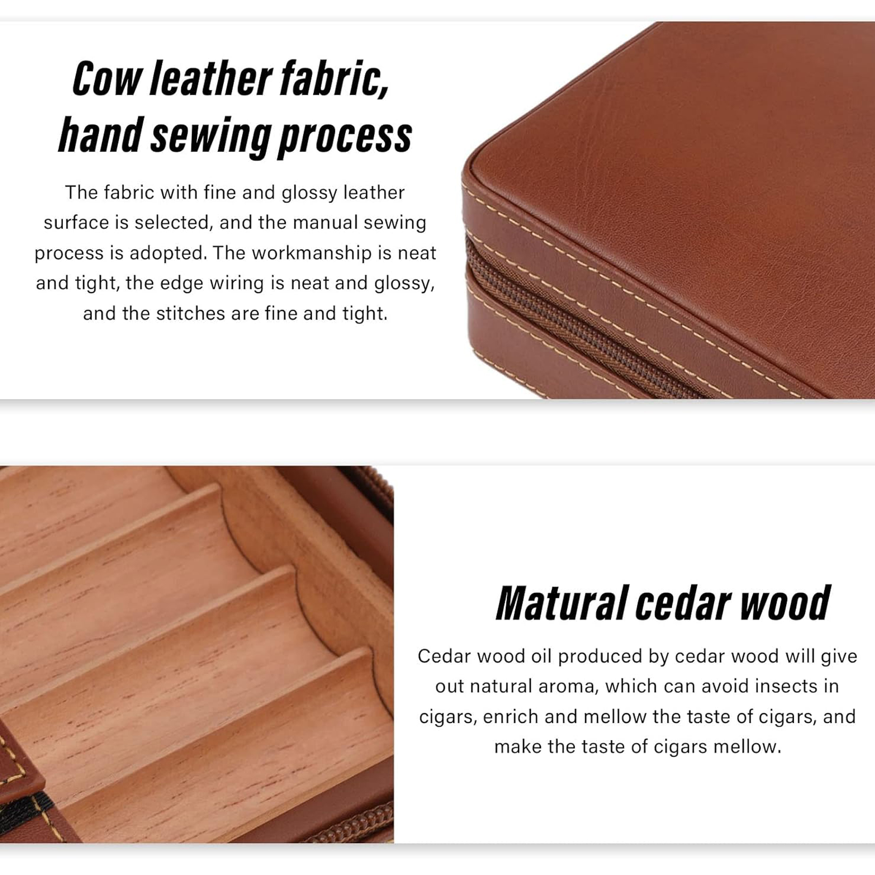 Luxury Leather Cigar Case with Cedar Wood Lining 2