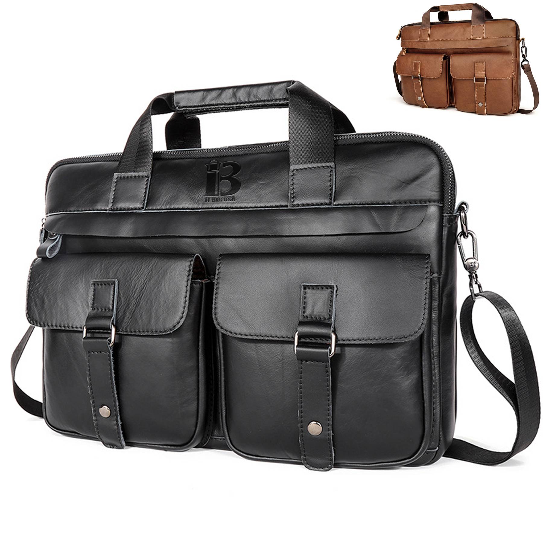 Vintage Leather Travel Messenger Office Crossbody Bag 2