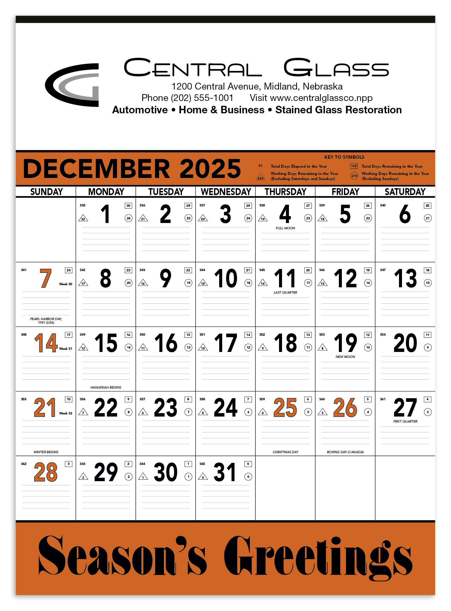 Triumph® Calendars Orange & Black Contractor Memo Calendar 4