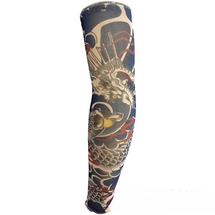 Outdoor sunscreen tattoo with stitched flower arm sleeve 4