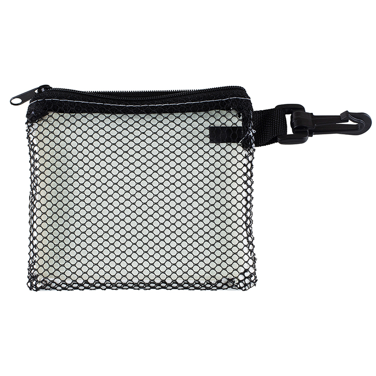 “TechMesh Clip” Mobile Tech Accessory Kit in Mesh Zipper Pouch Components inserted into Zipper Pouch 4