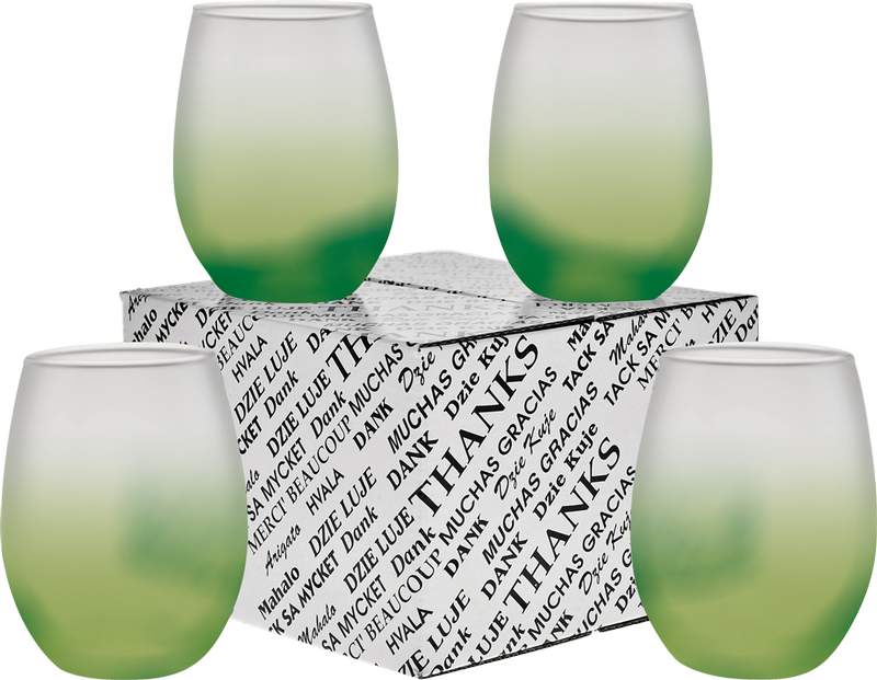 15 oz. Stemless Wine Glass Thank You Set 25