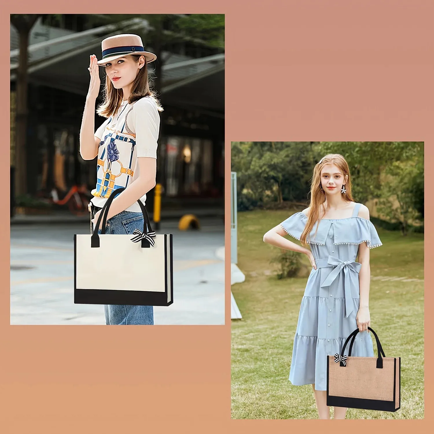Jute Beach Tote Bag, custom tote bag with logo imprint 12