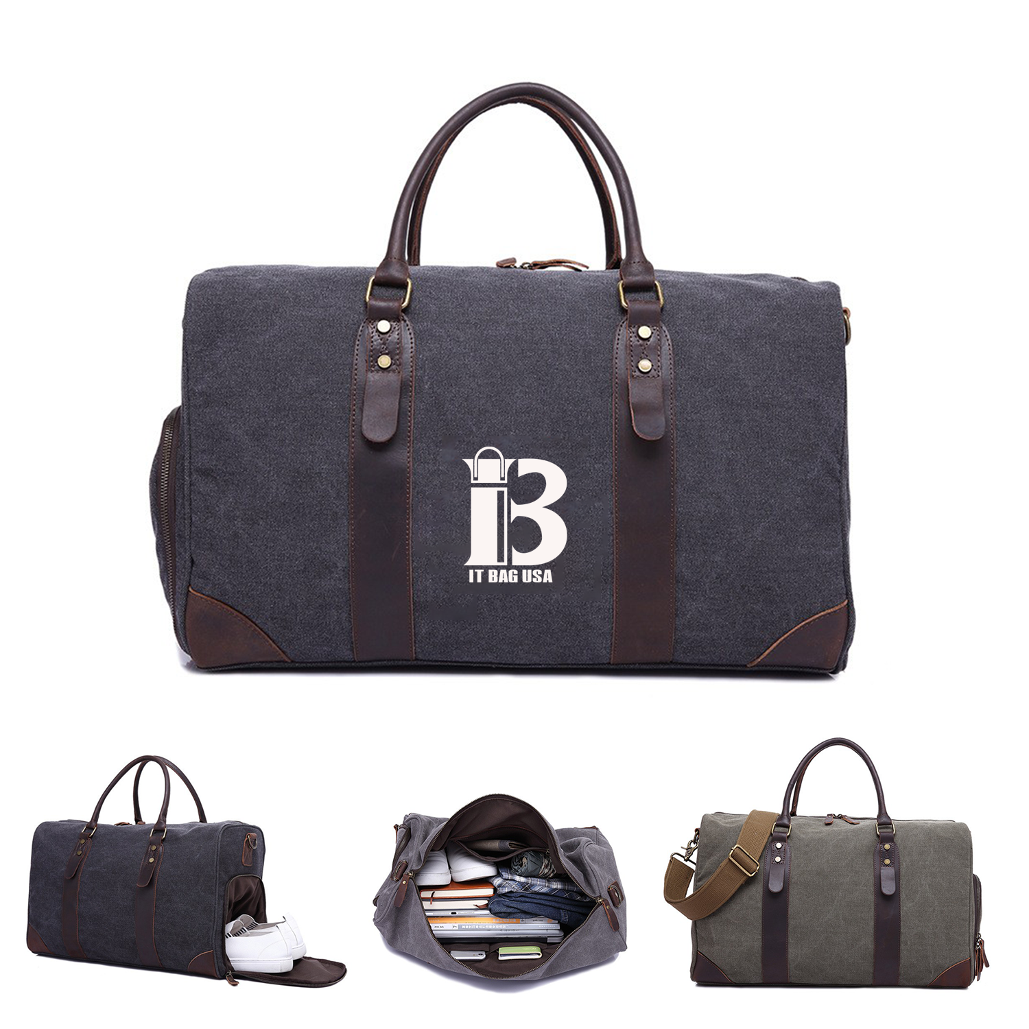Canvas Travel Bag With Shoe Pouch 2