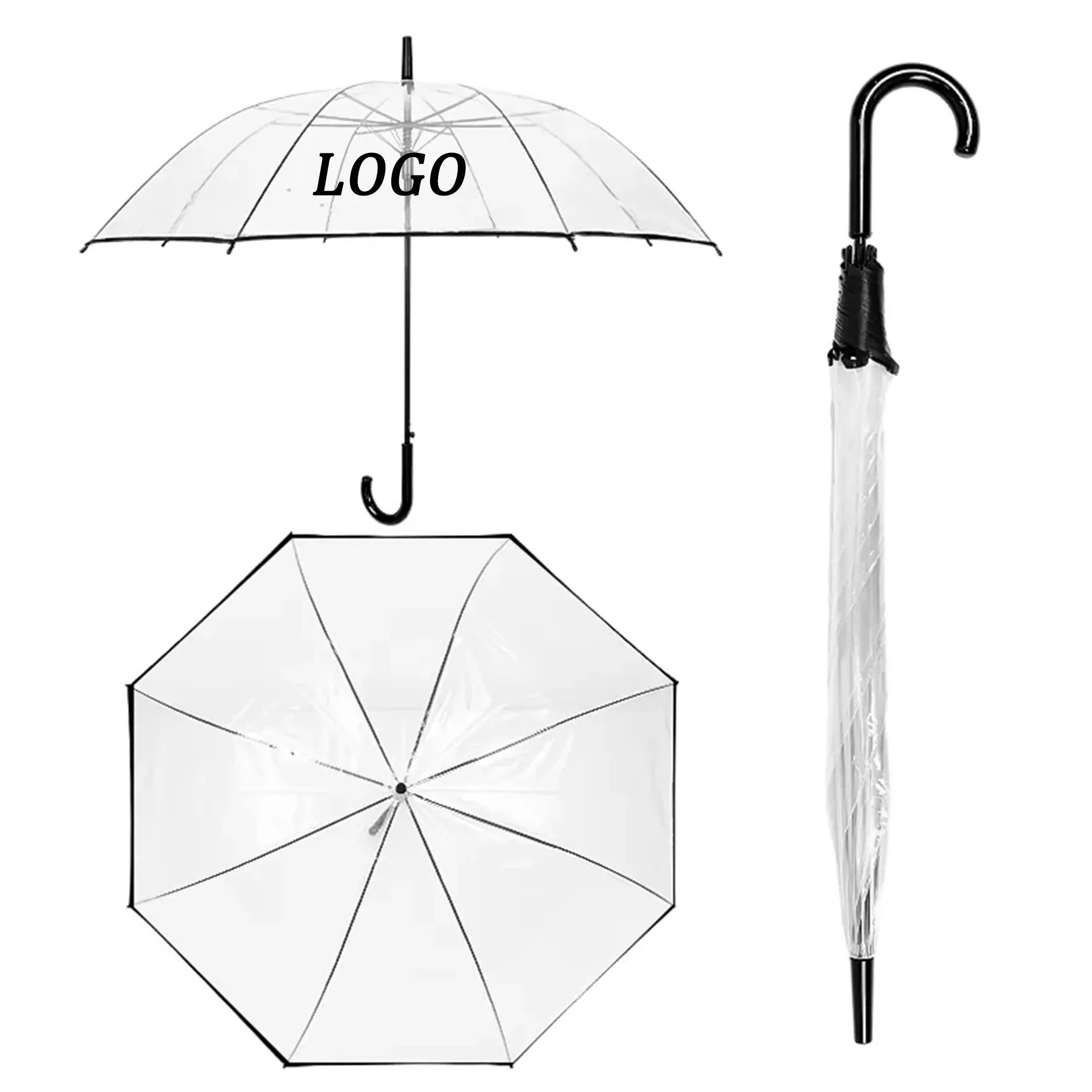 Transparent 8-bone dry long handle advertising umbrella 1