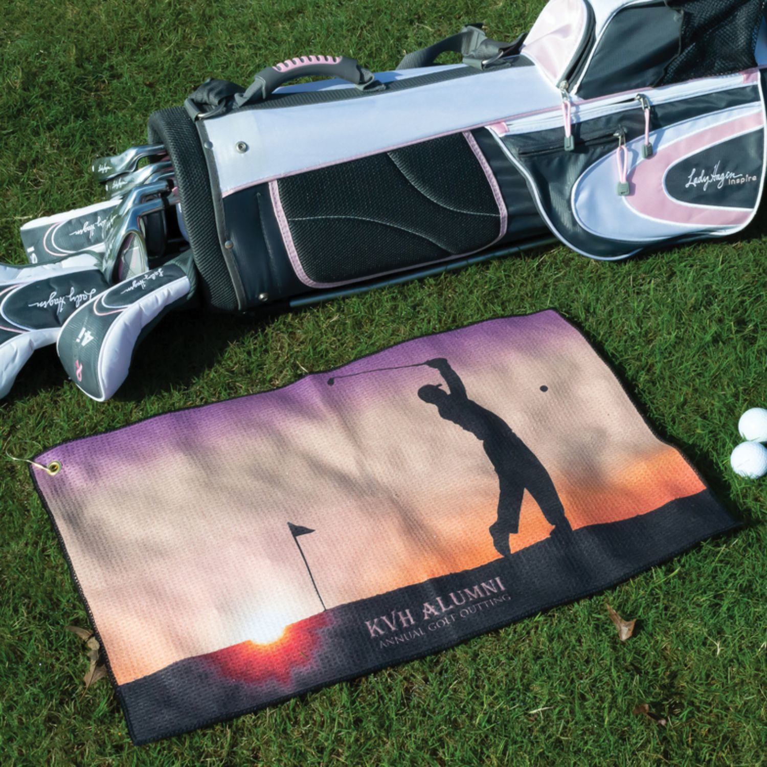 12"x 20" Sublimated Microfiber Waffle Golf Towels w/ Grommet & Carabiner 3