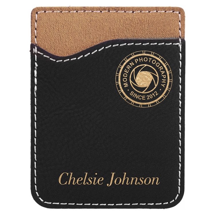 Black/Gold Leatherette Phone Wallet 1