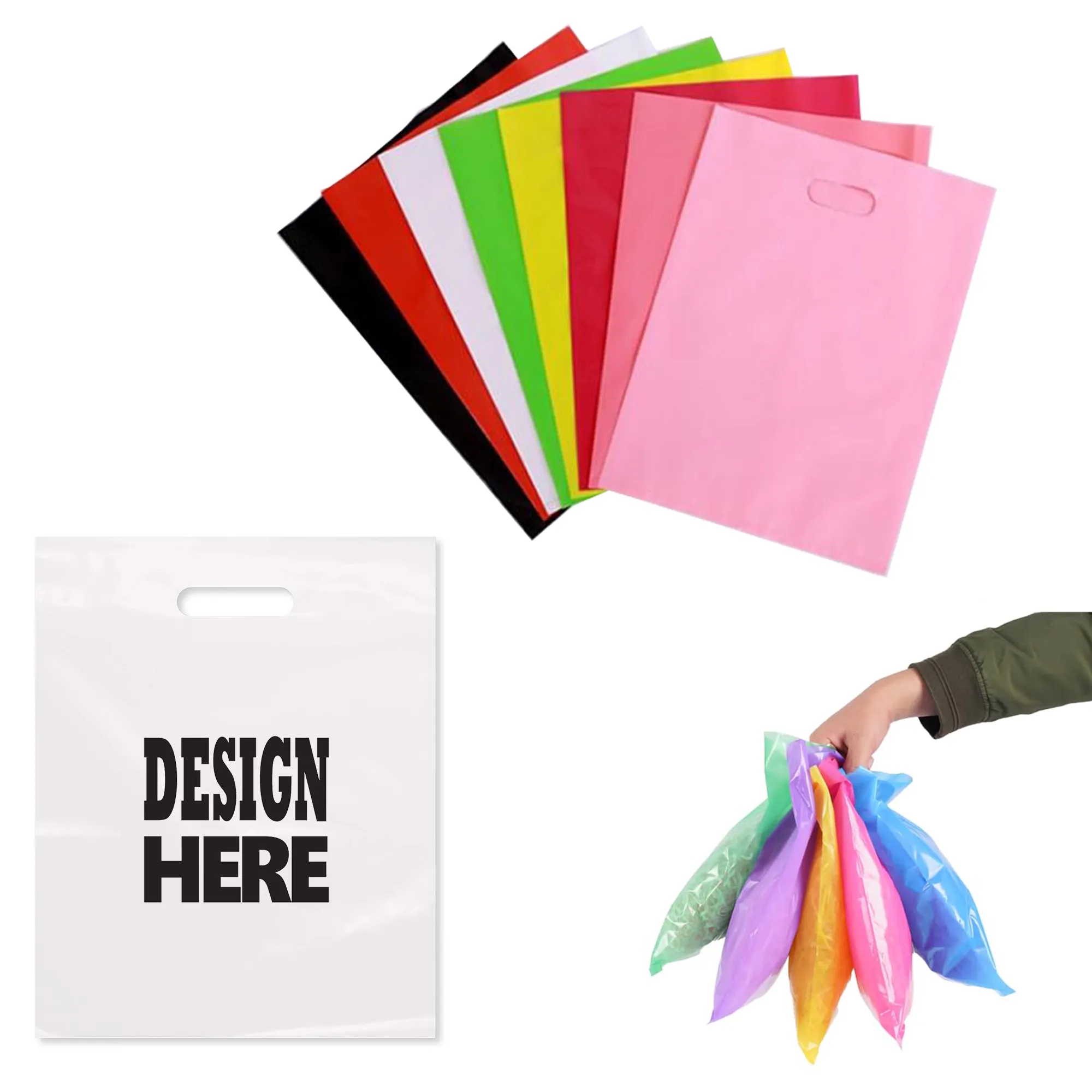 MOQ 100 Pcs Die-Cut Handle Plastic Bag 1