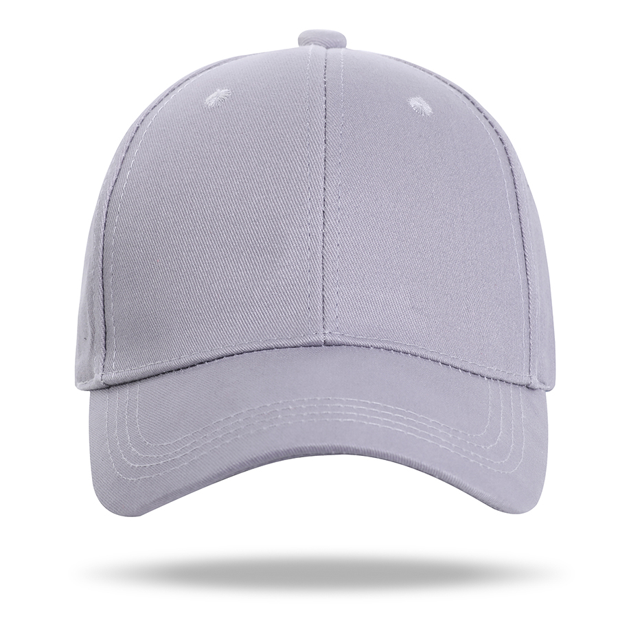 Stock Solid Color Cotton 6 Panel Cap, Double Buckle Back 6