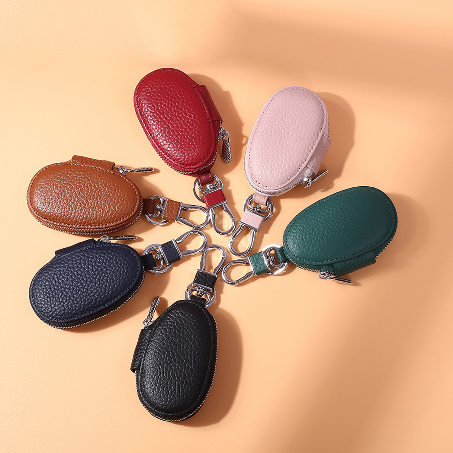 Genuine Leather Zipper Car Key Case 3