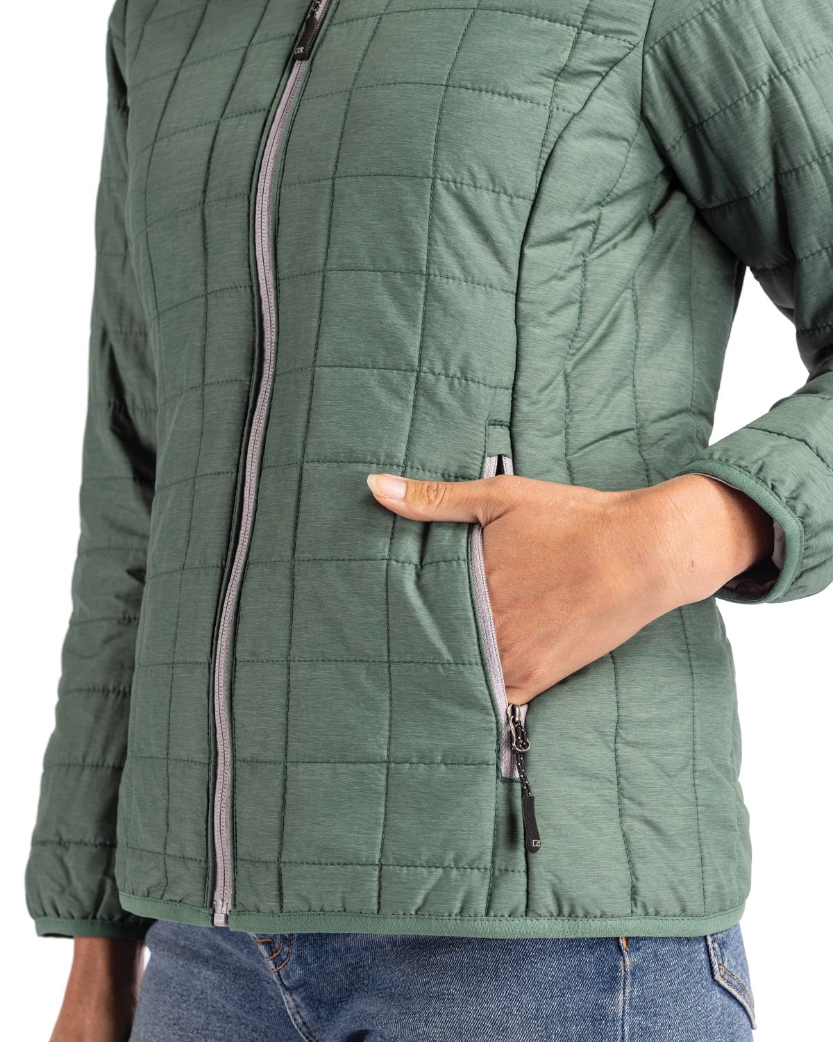 Cutter & Buck Rainier Recycled Insulated Puffer Womens Full Zip Jacket 56
