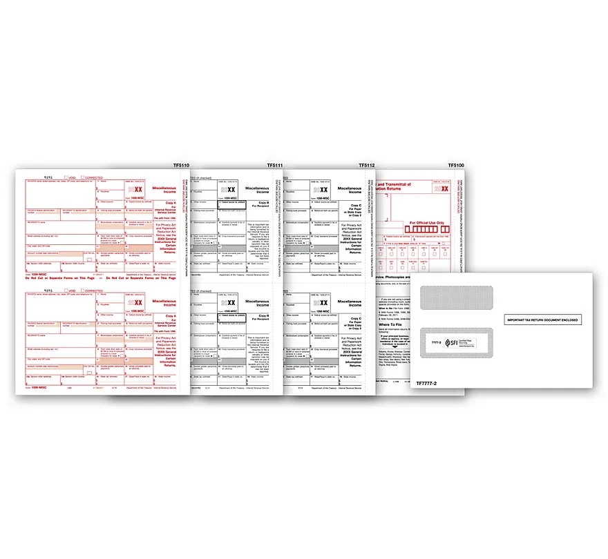 1099-MISC Income Laser Forms with Envelopes Kit, 4-Part 1