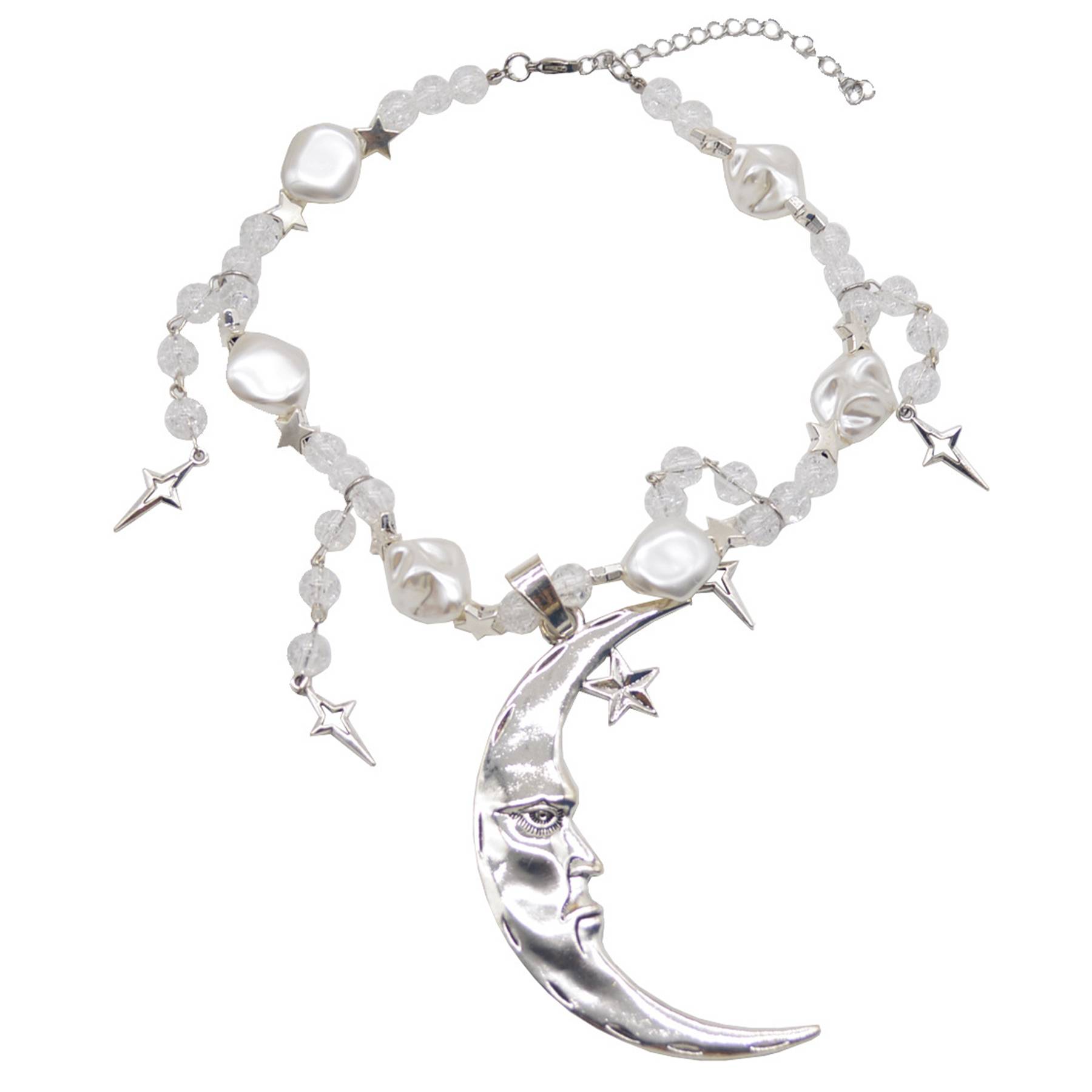 Alloy Premium moon pearl tassel necklace 4