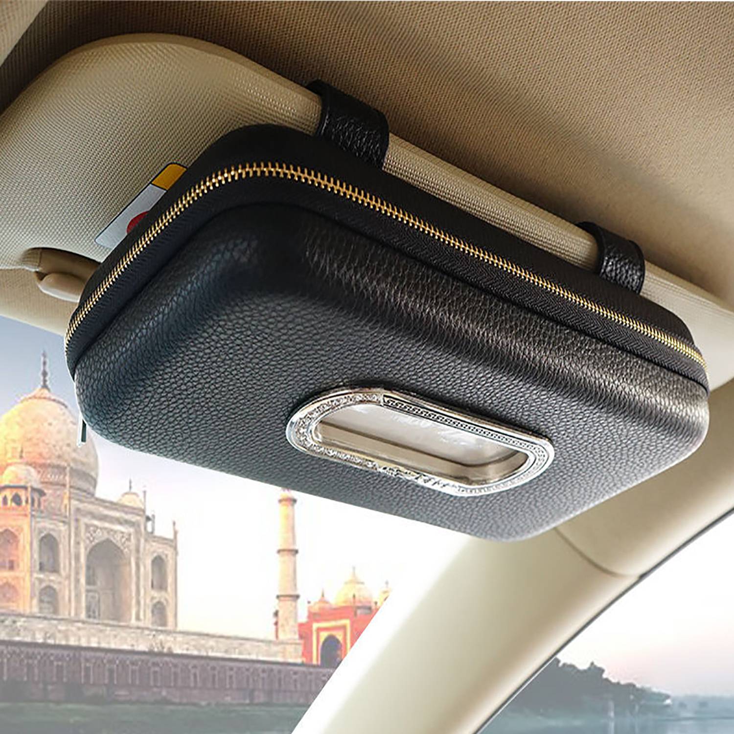 PU Leather Hanging Car Tissue Box 7