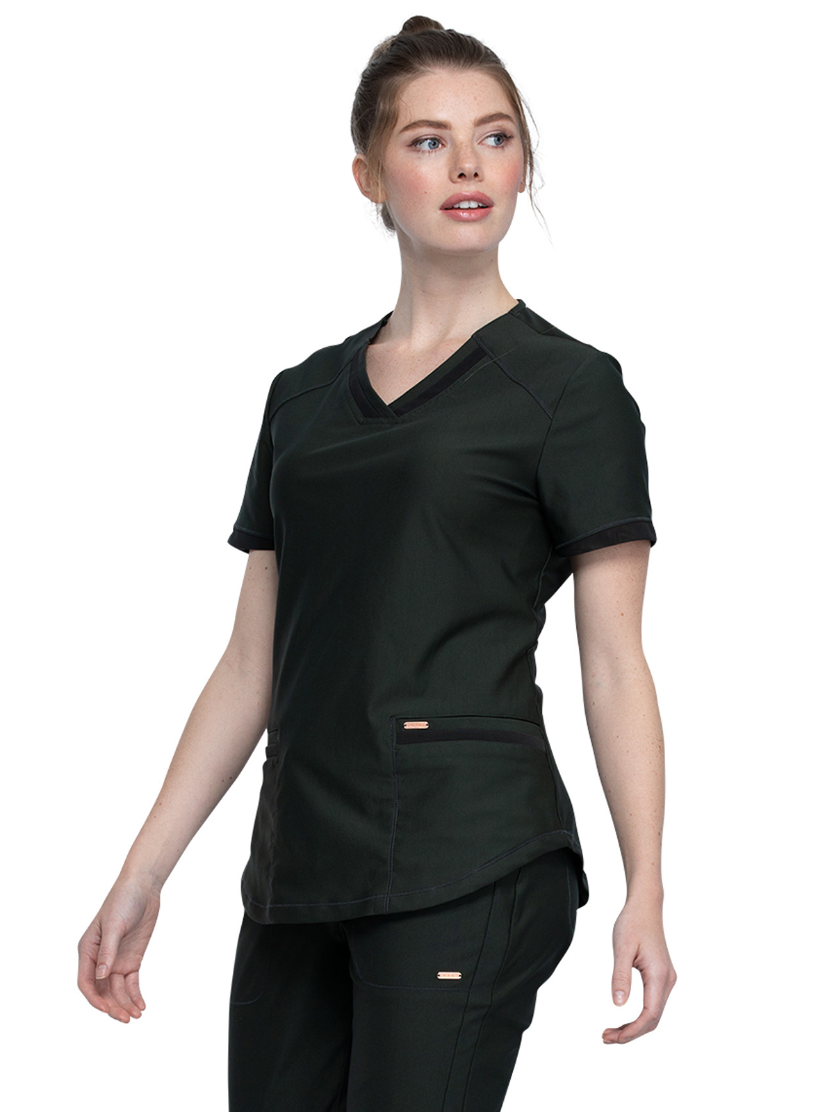Cherokee - Form - Women's 2-Pocket Curved Hemline V-Neck Top 44