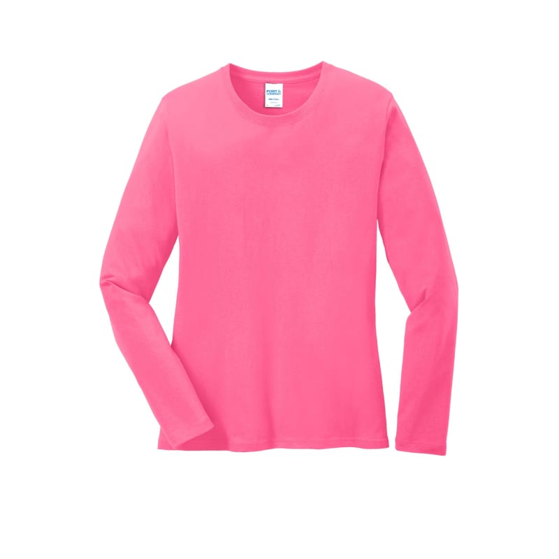Port & Company Women's Long Sleeve Core Cotton Tee. 101