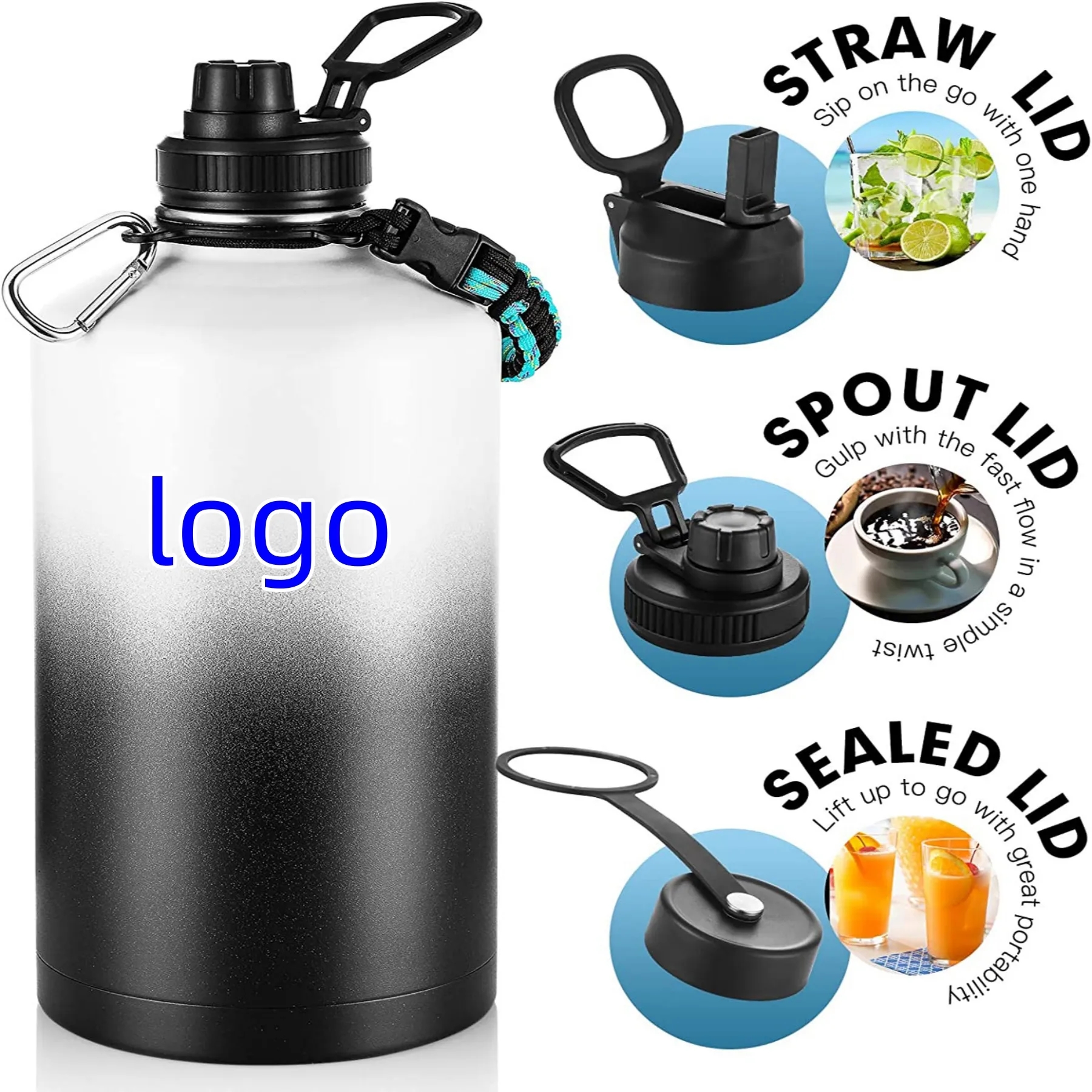 One Gallon Water Bottle Insulated, custom water bottle with logo imprint 6