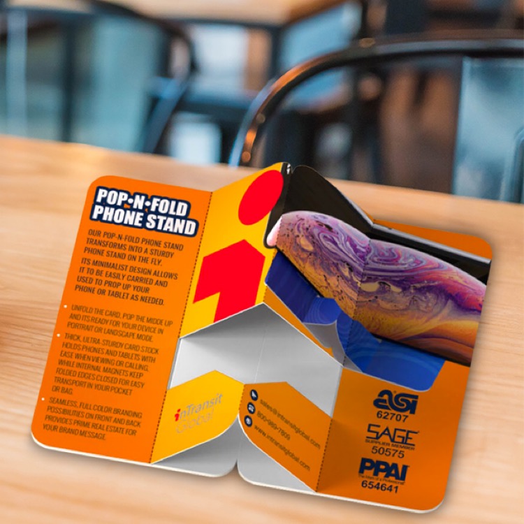 Pop-N-Fold Business Card Phone & Tablet Stand 13
