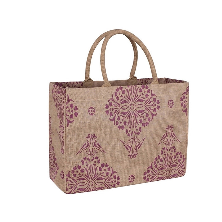 Jute cloth handbag, custom tote bag with logo imprint 2