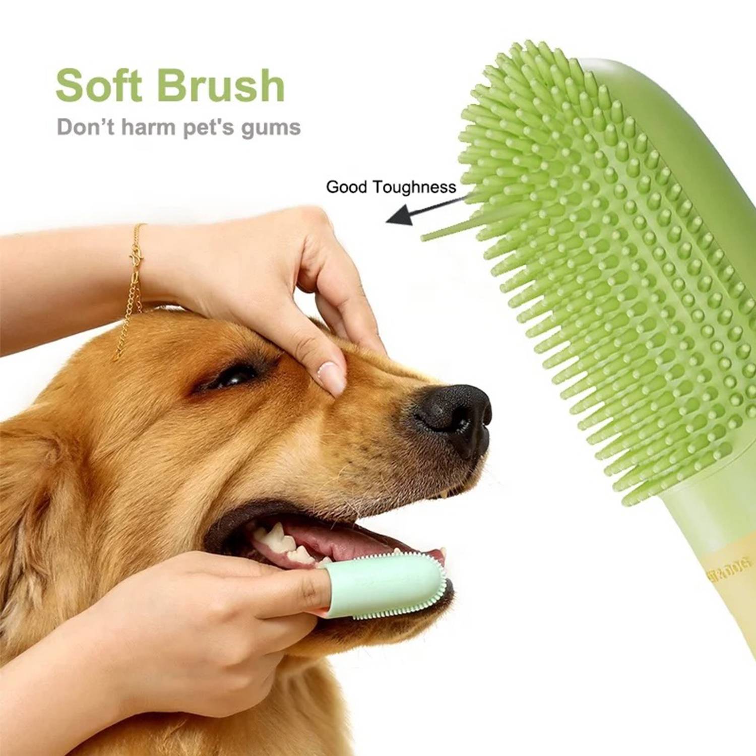 Soft gel pet tooth cleaning brush with handle 5