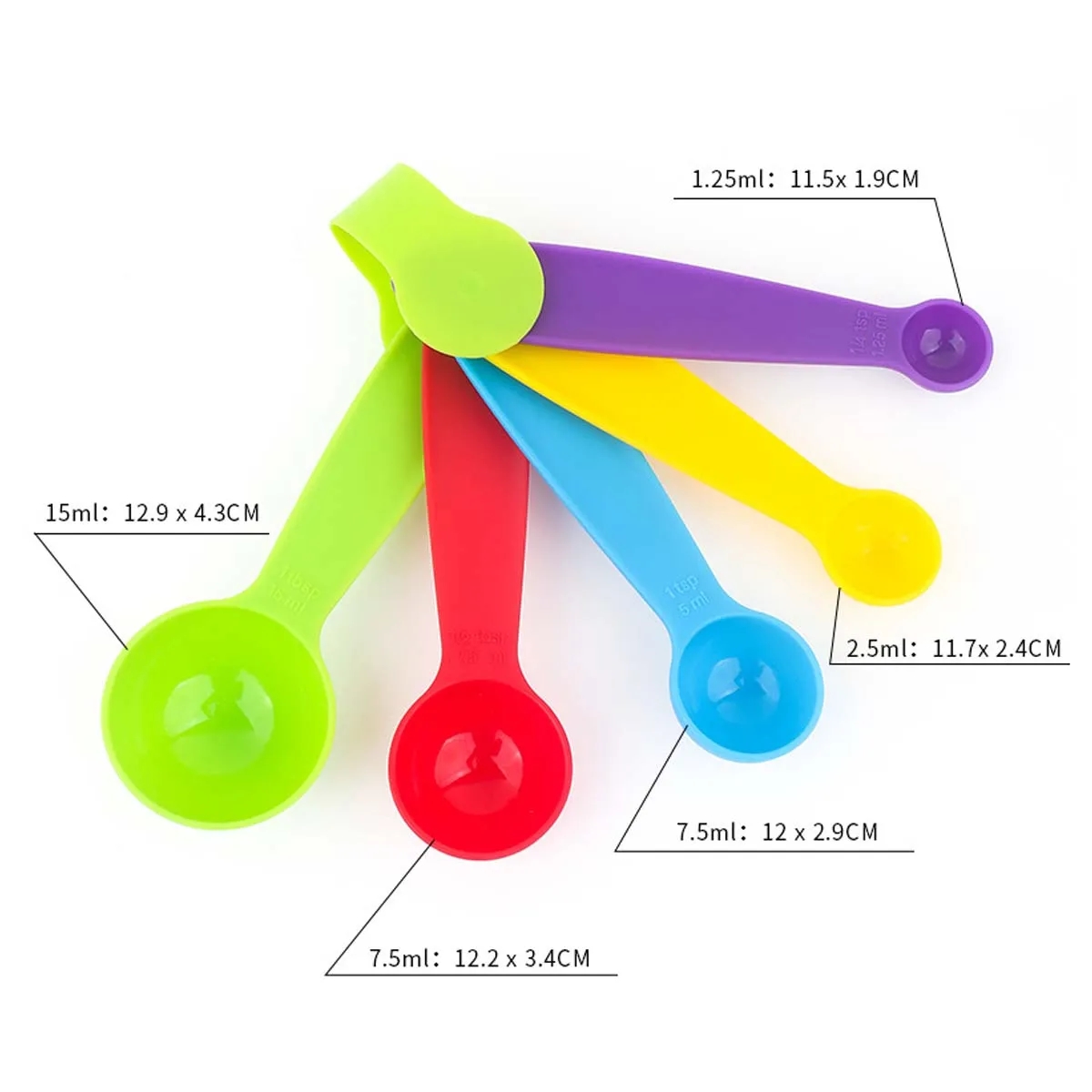 Rainbow Measuring Spoon 5 Piece Set 3