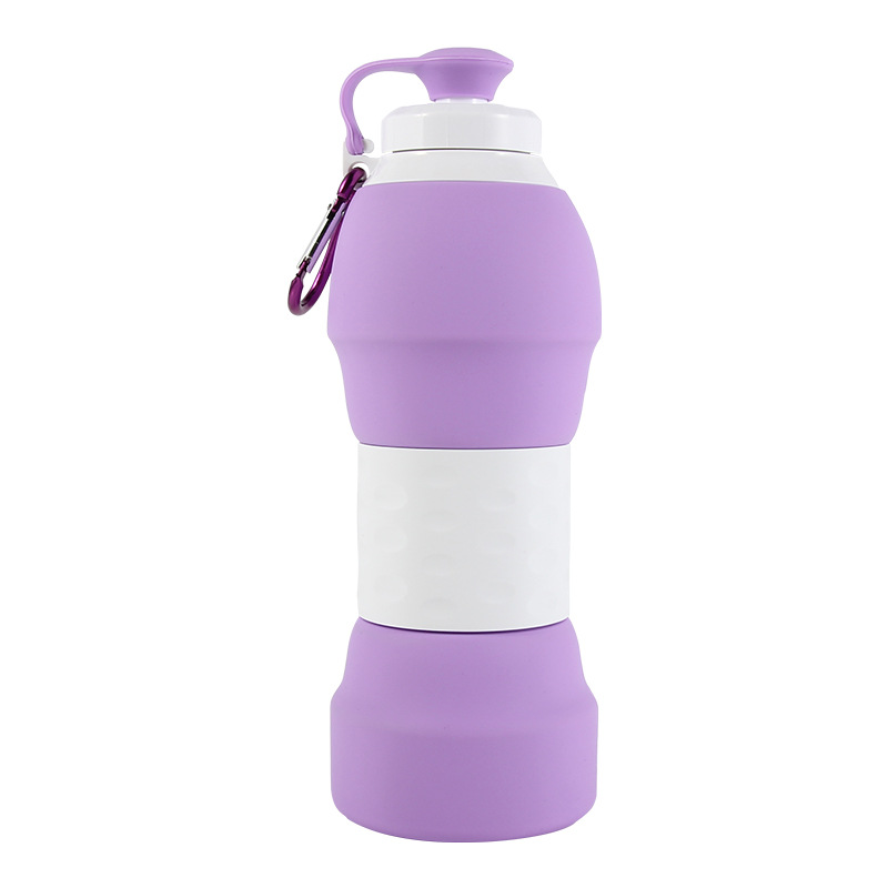 20oz Food Grade Silicone Folding Water Bottle 12